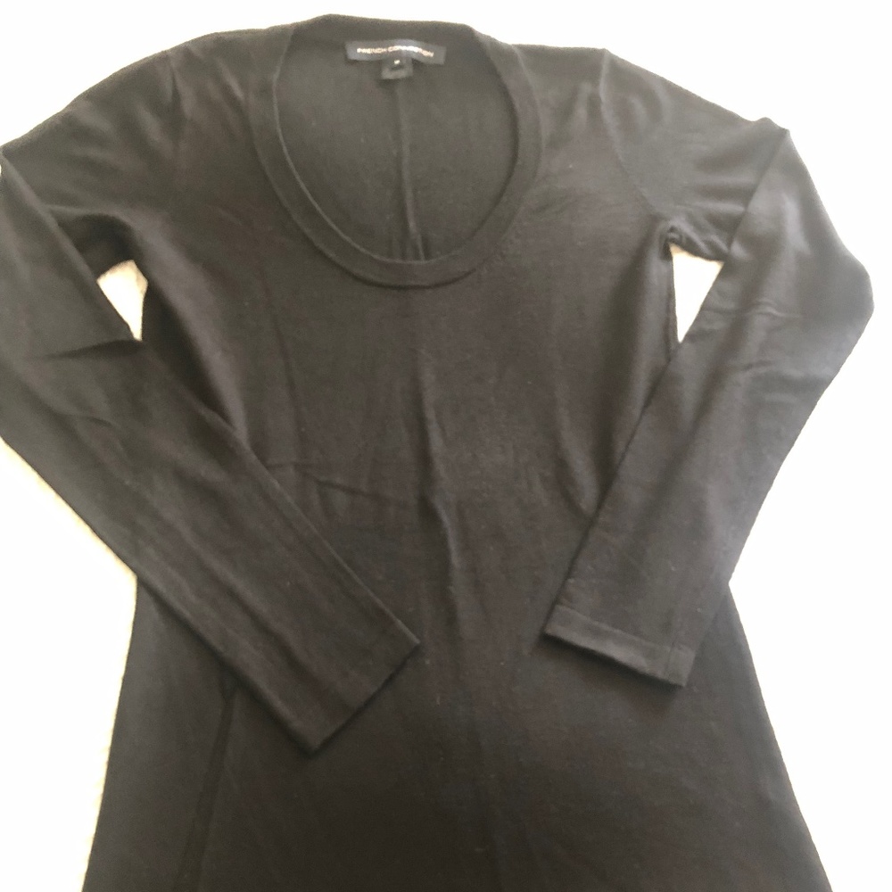 French Connection Black Scoopneck Tunic Sweater